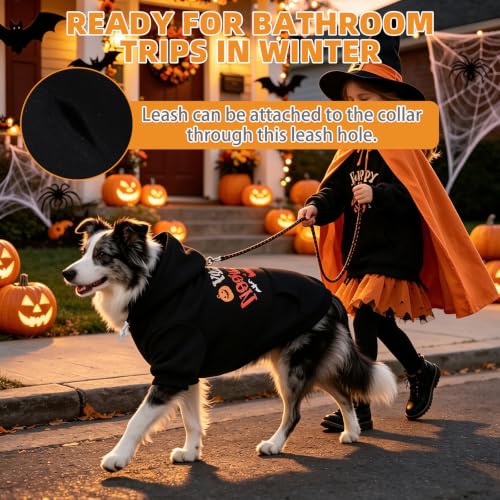 Halloween Dog Hoodie for Large Medium Dogs (Halloween Black / X-Large)