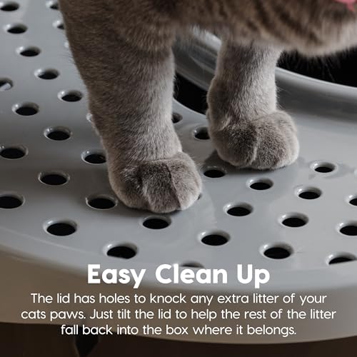 Top Entry Cat Litter Box (Oval / Black w/ Scoop)