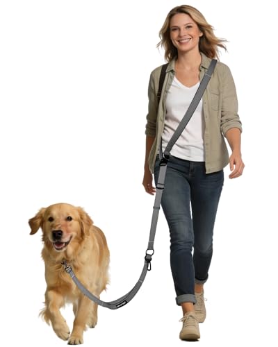 Hands Free Dog Leash with Seatbelt Set (Gray / 71-114‘’)