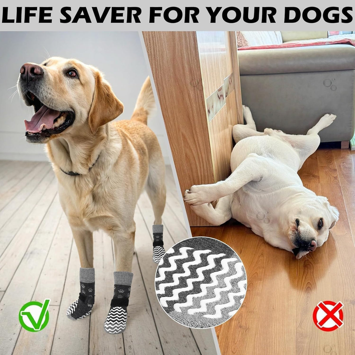 Anti Slip Dog Socks to Prevent Licking Paws for Hot Pavement (Grey / XX-Large)