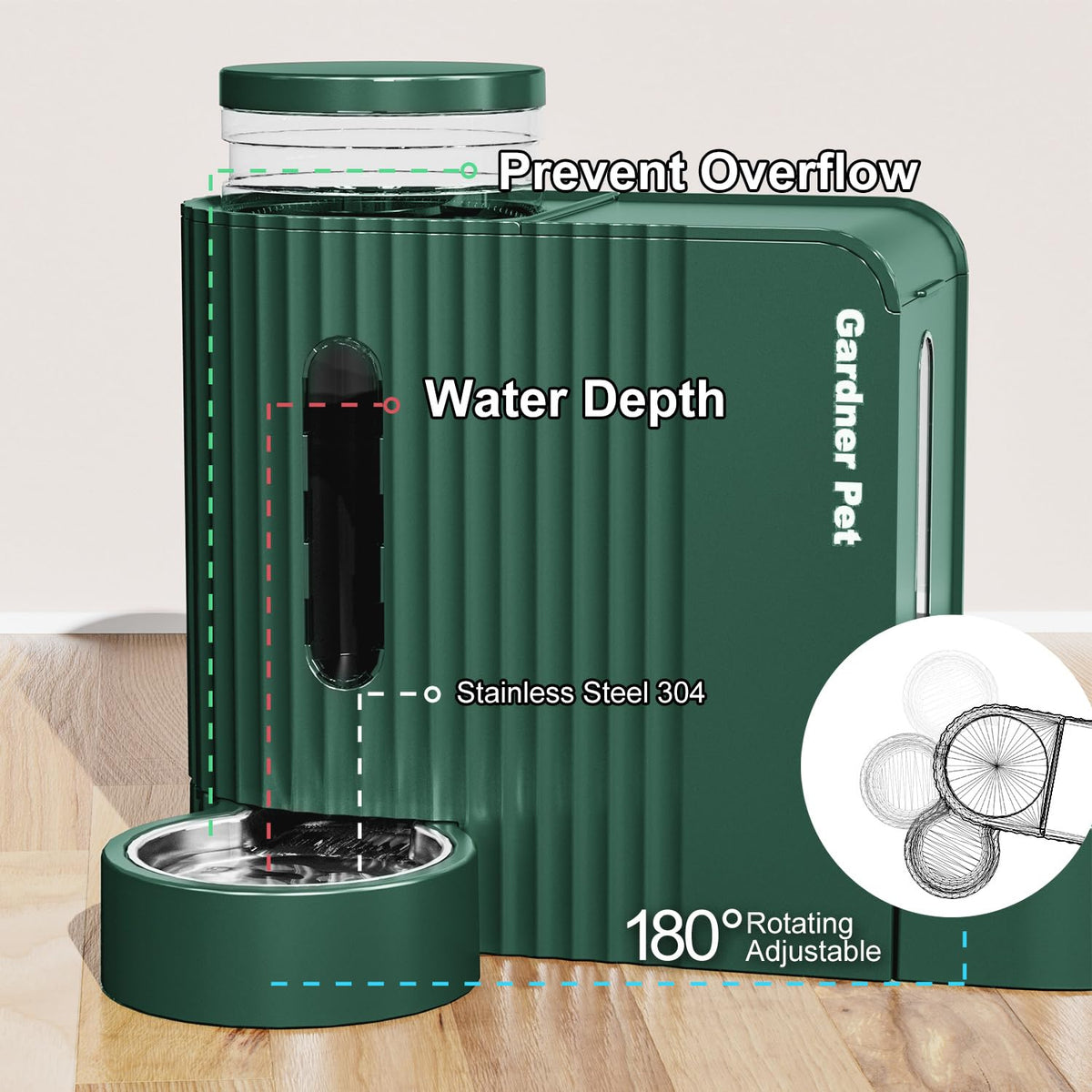 Gravity Automatic Cat Feeder (Large (0.8 Gallon x 2) / Dark Green)