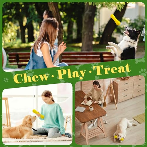 Natural Rubber Dog Chew Toys Tough Dog Toys for Aggressive Chewers (Yellow-Bone)