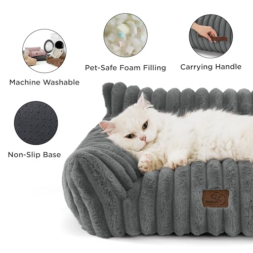 ComfyFleece® Shown on TV Fluffy Dog Couch for Pets (30x20x10" / Warm Grey)