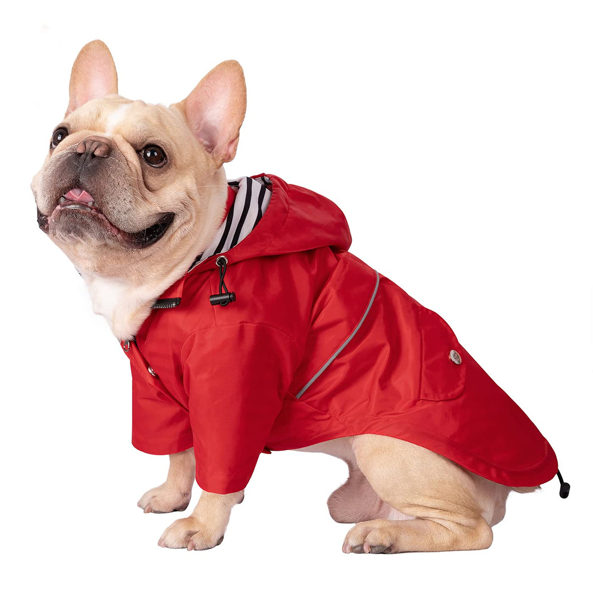 Premium 2 Layer Zip Dog Raincoat Poncho w (Small / Red)