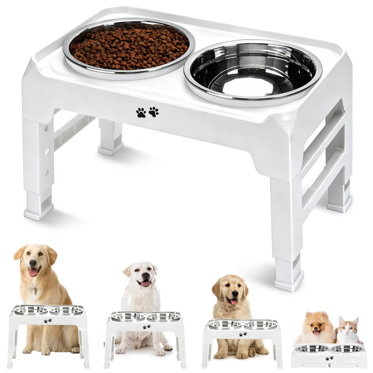 Elevated Dog Bowls (White / 8" for Medium Dogs)