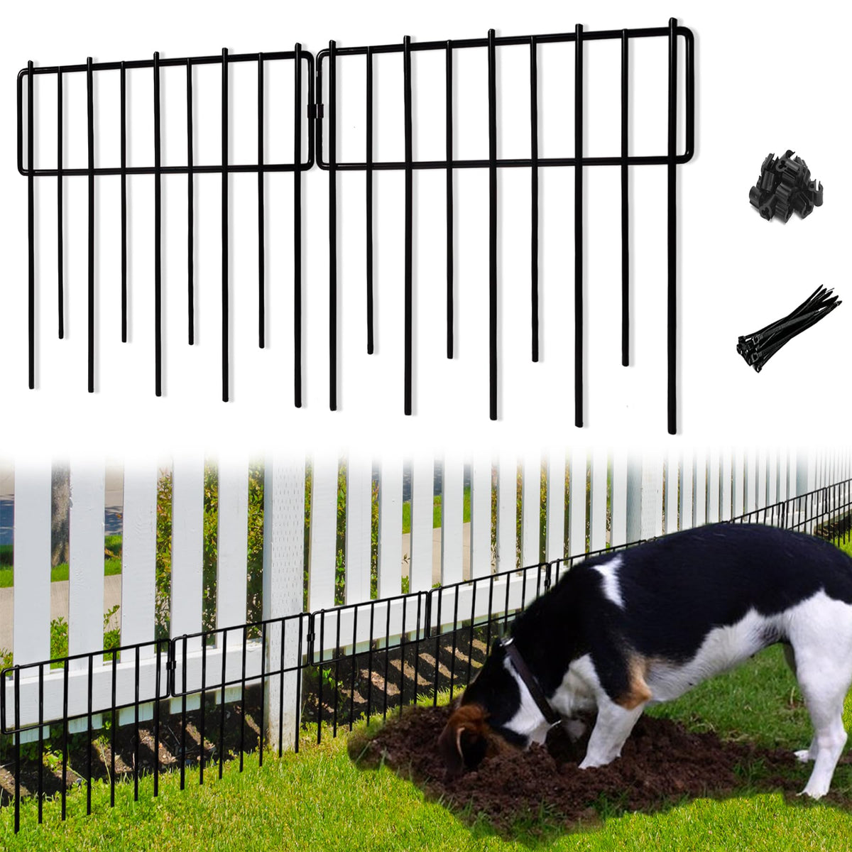 Animal Barrier Fence (Black / 10 Panel, 10.83 Ft)
