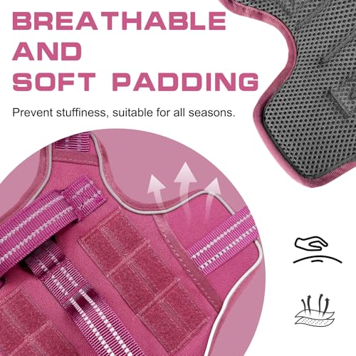 Dog Harness Tactical No Pull for Small Sized Dog with Handle (Pink / S(Neck:16-22",Chest:20-28"),18-35 lbs)