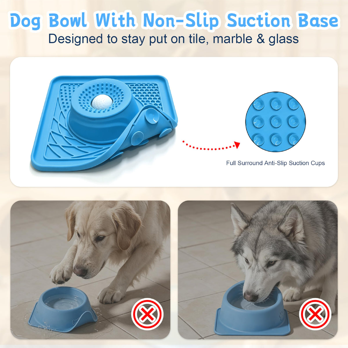 Slow Feeder Dog Bowl & Lick Mat (blue)