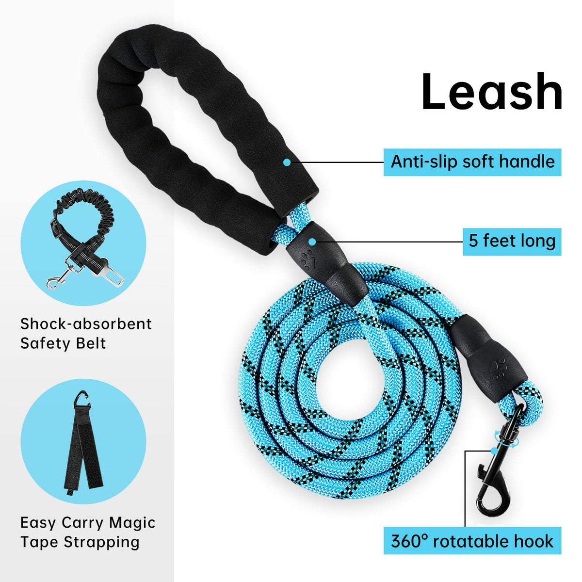 No Pull Dog Harness with Leash Set (Blue / X-Small)