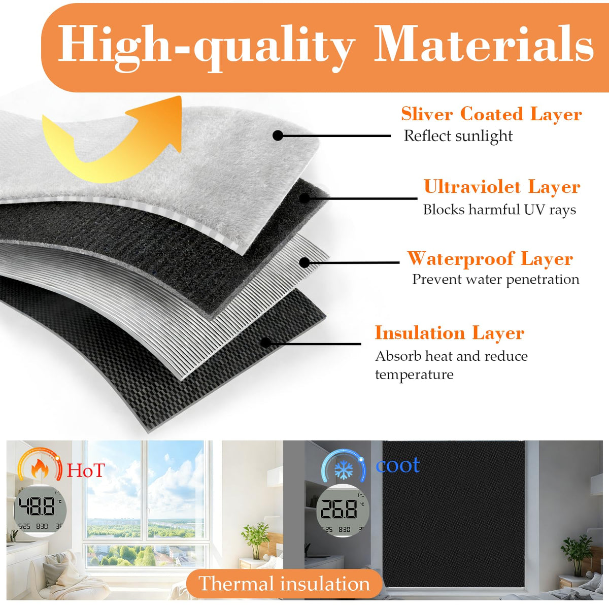 57" W x 79" H No Drill Blackout Window Cover (79"W x 57"H)