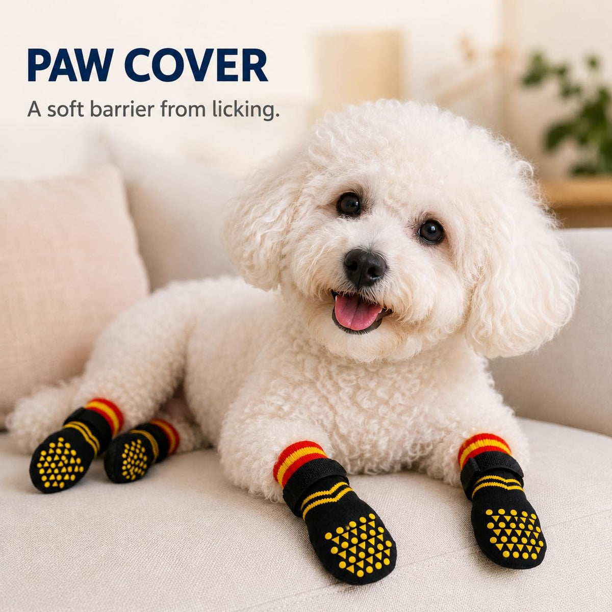 2 Pairs Anti Slip Dog Socks with Grips (S(paw width: 1.89"） / Black)