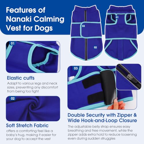Calming Stress Relief Dog Anxiety Vest Coat that Soothes Puppy (Blue / Medium(Chest Girth:25.6"))