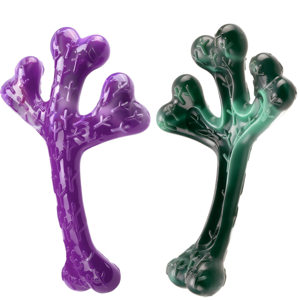 2 Pack Tough Dog Chew Toys for Aggressive Chewers (Green & Purple-2-Pack)
