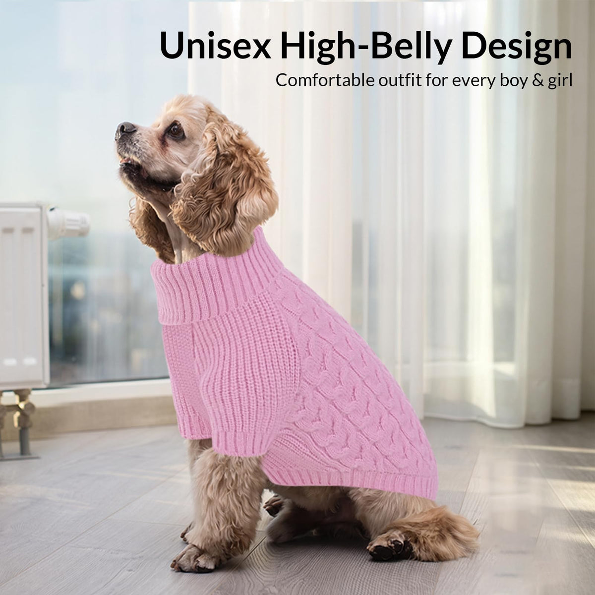 XL Dog Christmas Sweater Warm Soft Cable Knit Dog Sweater (X-Large / Lilac)