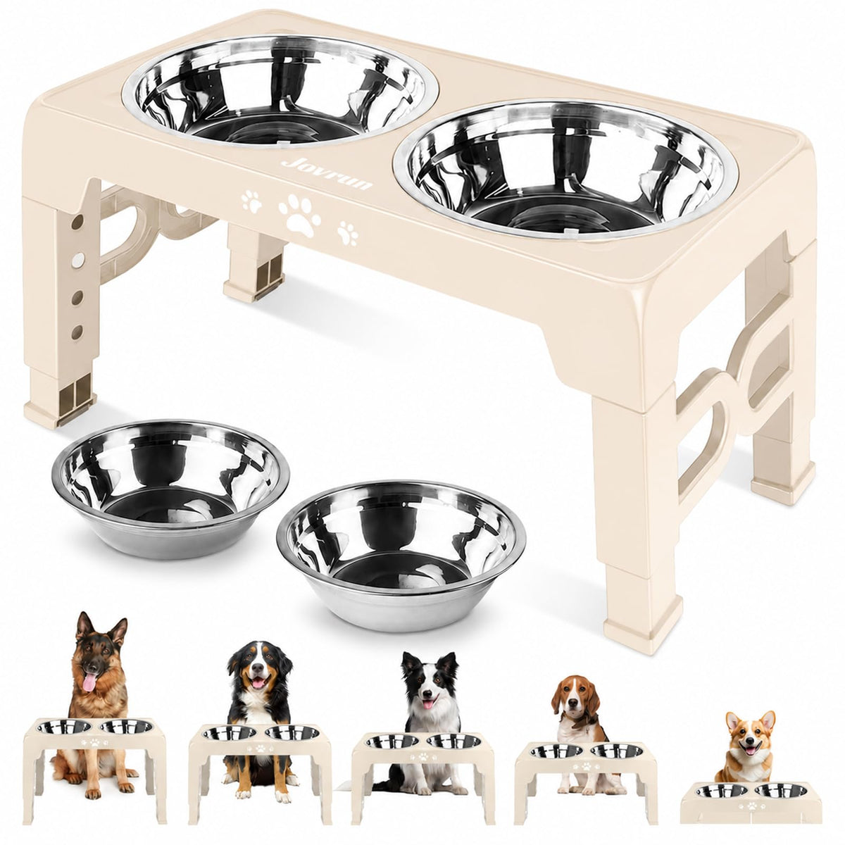 Elevated Dog Bowls for Medium Large Size Dogs (Beige / Medium Large)