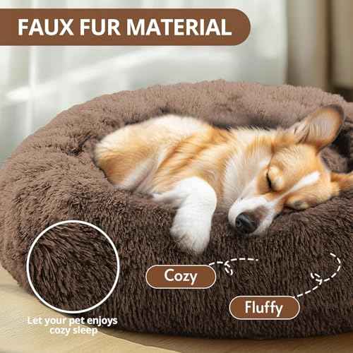 Calming Dog & Cat Bed 45" (Coffee / 45.0"L x 45.0"W x 10.0"Th)