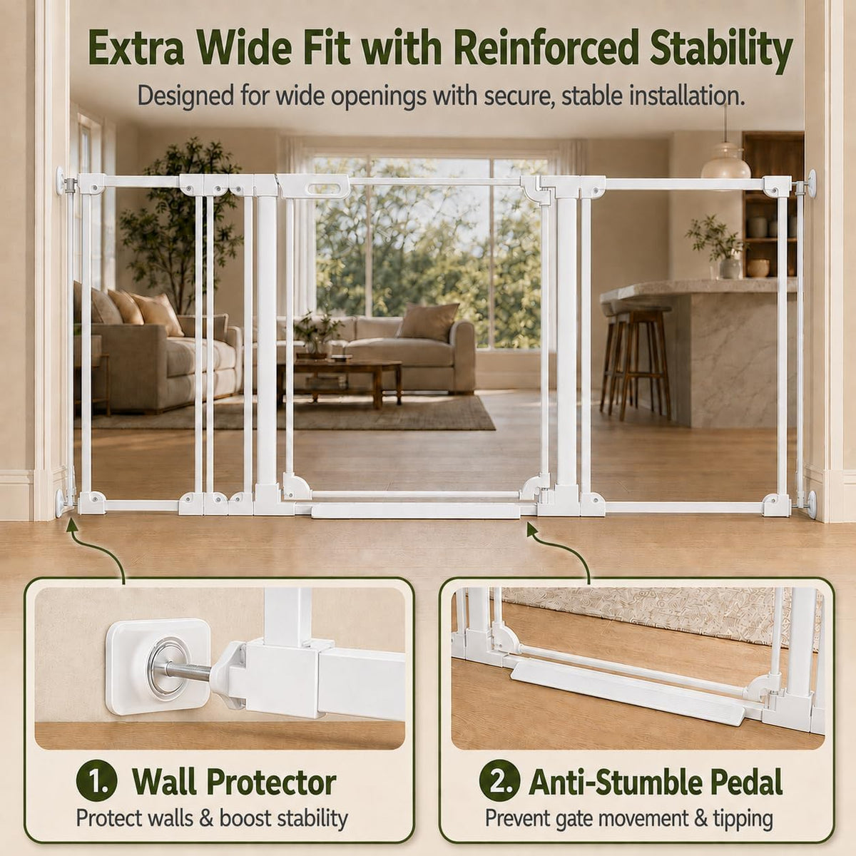 Clear Acrylic Baby Gate 57.87 (White / 57.87-66.14"W x 30"H)