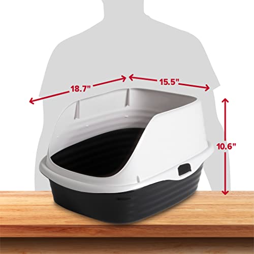 Rimmed Open Cat Litter Box (Pearl White/ Dark Gray / Standard)