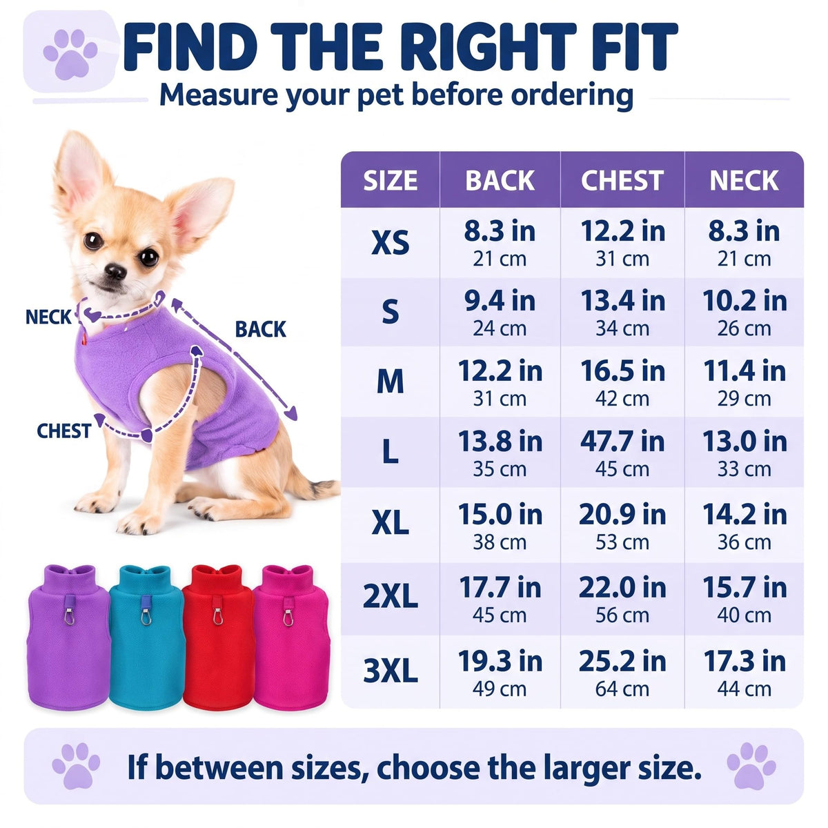 4 Pcs Stretch Fleece Dog Sweater (Purple, Blue, Rose, Red / M)