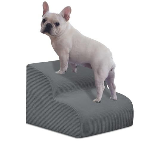 2 Step Dog Stairs Pet Ramp for High Beds (Gray / 2-Step 11.8"H)
