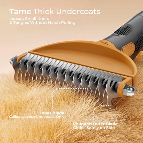 Deshedding Dog Brush & Undercoat Rake Grooming Kit for Dogs&Cats