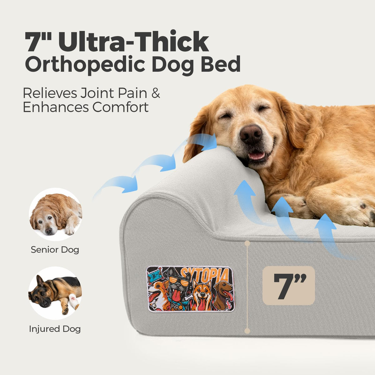 Orthopedic Dog Beds for Extra Large Dogs (Style B-Light Grey / X-Large)