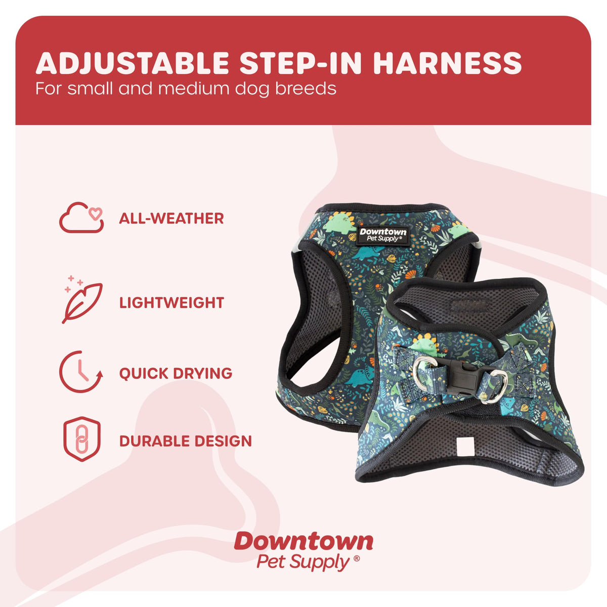 Step in Dog Harness (X-Large / Dinosaur)