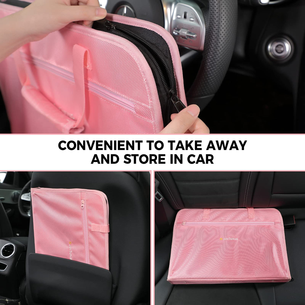 Steering Wheel Tray Car Desk for Parked Work Lunch Use (Pink / Large)