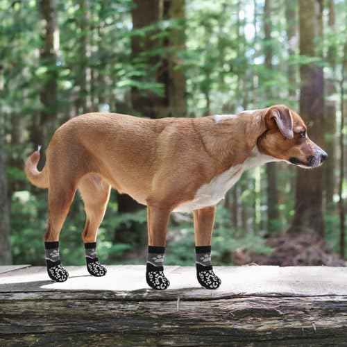 Dog Socks Shoes for Hot Pavement (X‑Large(4 Pack) / Grey+Black)