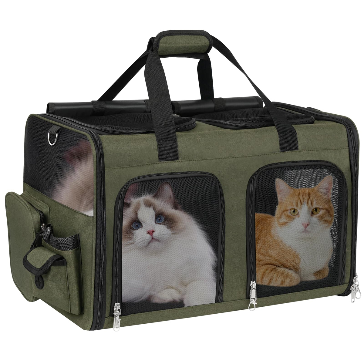 Cat Carrier for 2 Cats Double Pet Carrier Extra Large Green 2026 Upgraded (Green Upgraded)