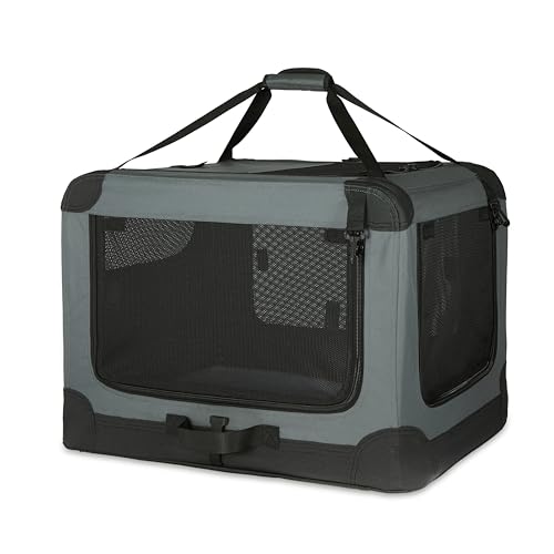 4 Door Portable Folding Soft Dog Crate (Grey / L 36" x 24" x 24")