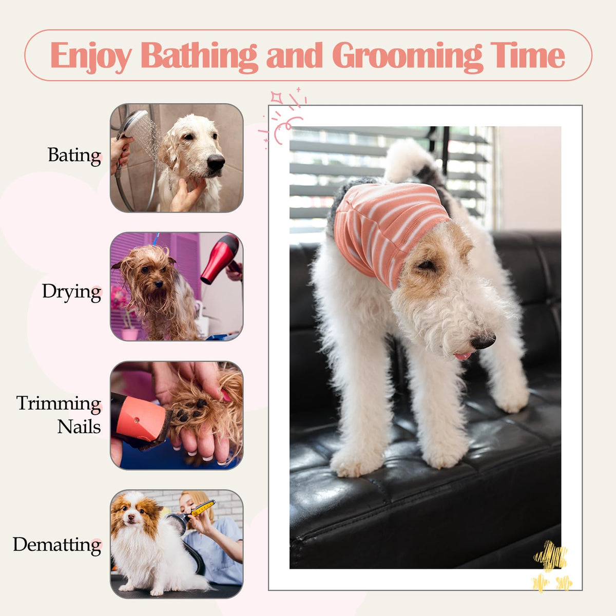 Calming Hoodie Dog Grooming Ear Cover Anxiety Relief (XL(Head Girth: 17.7in-29.5in) / PinkStriped)