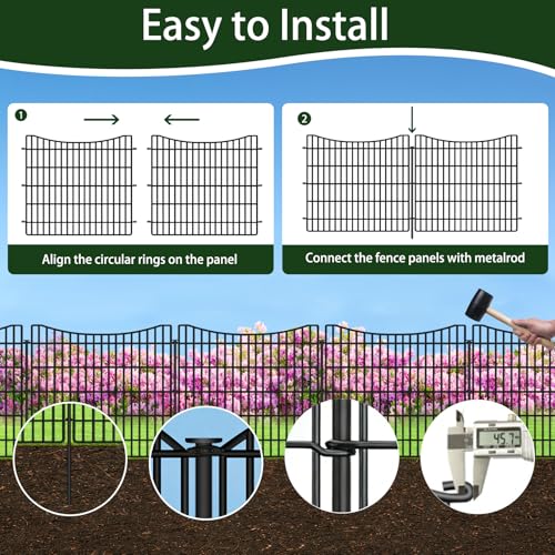 15 Panels Dog Fence Outdoor for Yard (Black / 15 Panels-32in(H)x37.9ft(L)-Concave)