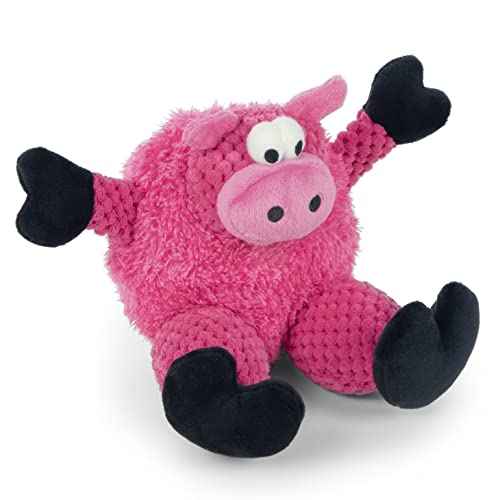 Checkers Sitting Pig Squeaky Plush Dog Toy (Small)