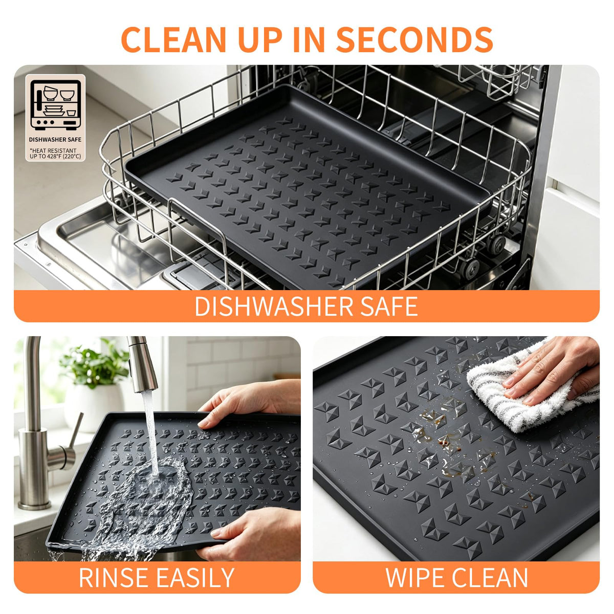 Silicone Pet Feeding Mat (Black / 28''L x 20"W)