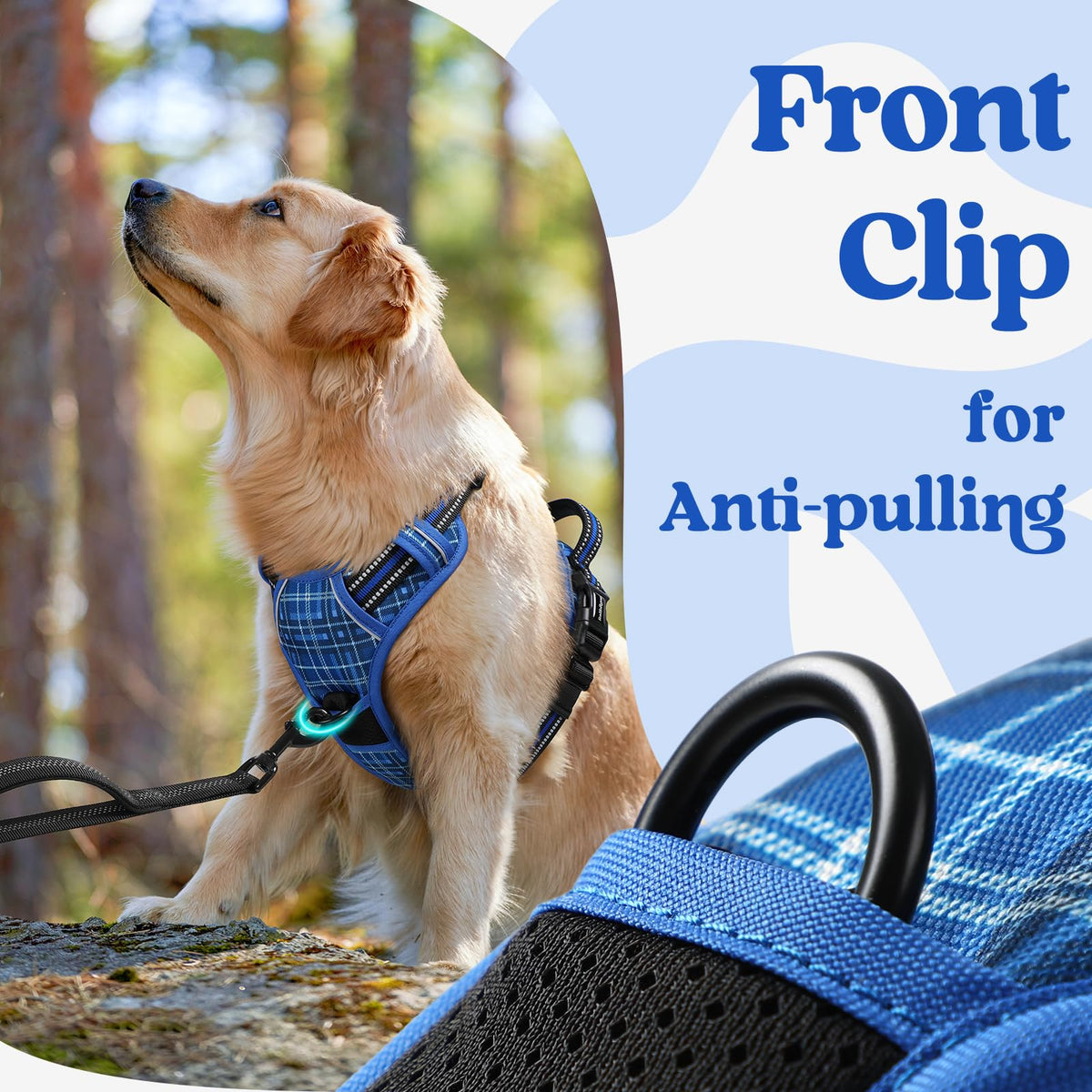 Dog Harness Medium Sized (Blue Plaid / Medium)