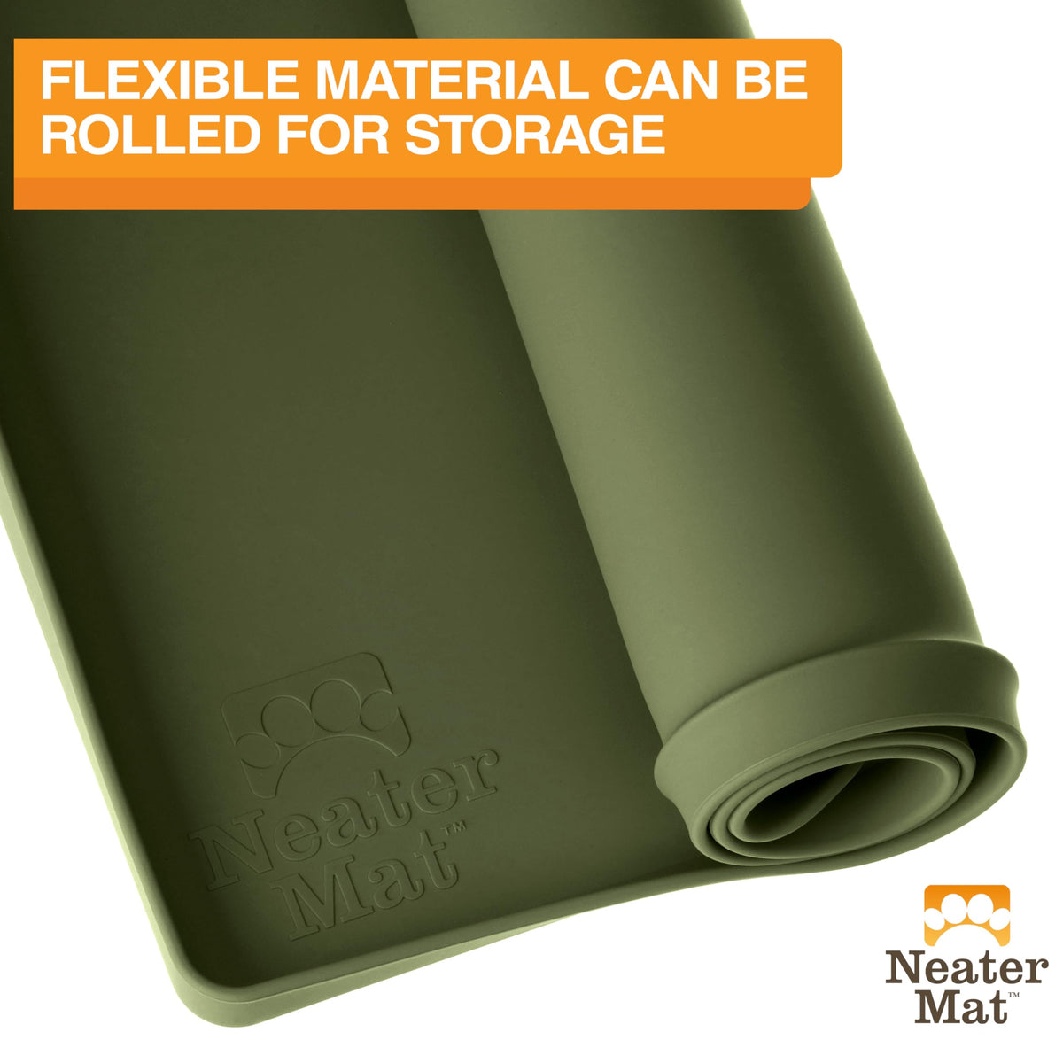Neater Mat Pet Mats for Food and Water (32"L x 24"W / Olive Green)