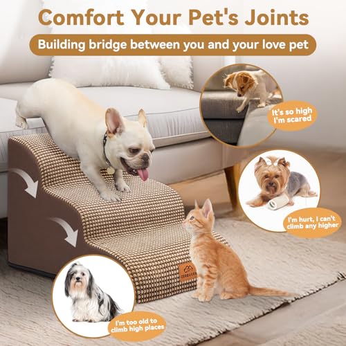 Dog Ramp and Stairs for Bed (Coffee / 3)