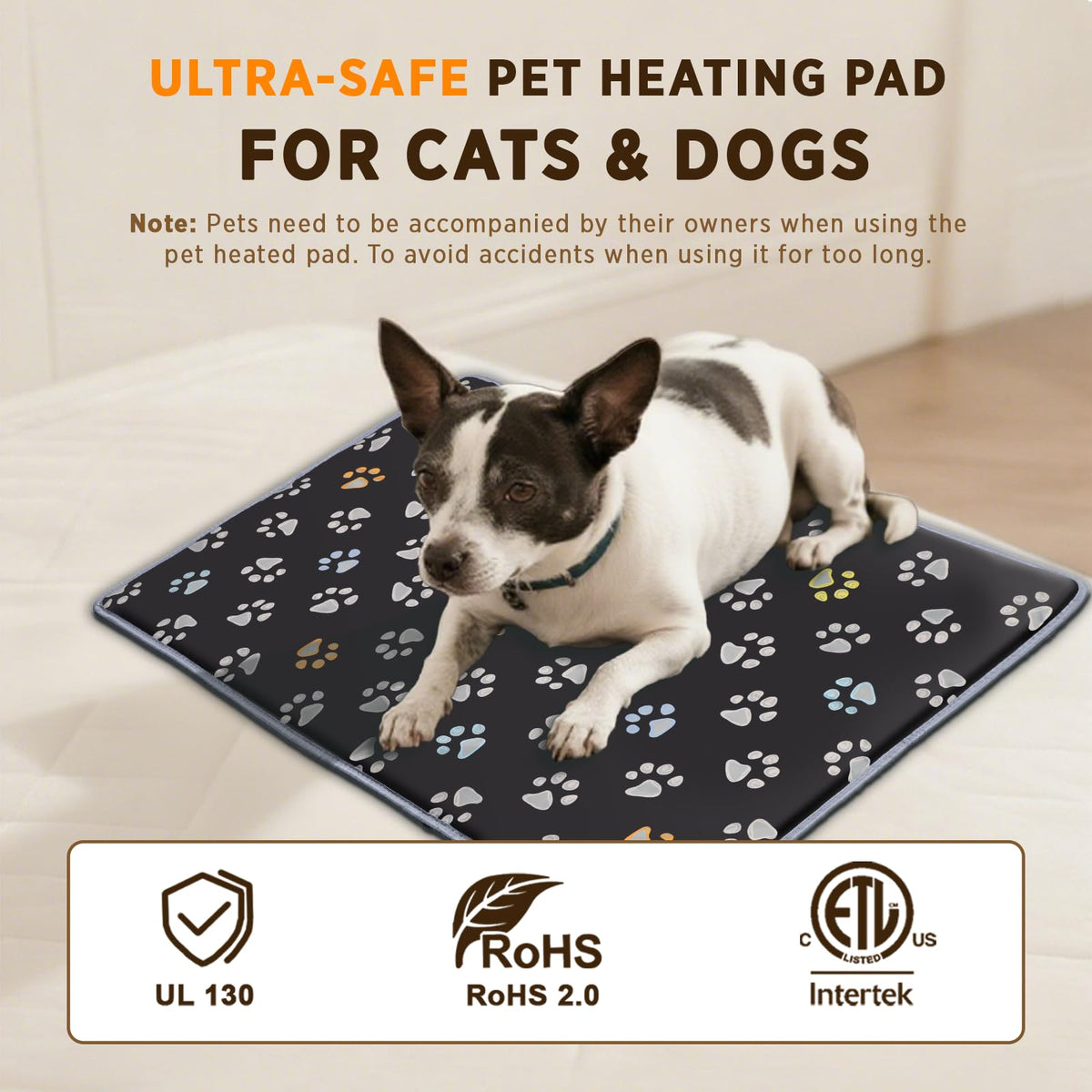 Pet Heating Pad for Cats & Dogs (47 X 30in / Black)