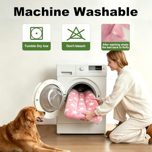 Dog Bed Mat Soft & Comfortable Dog Kennel Pad for Crate (XL(42"*28"*1.5") / Big&Little Stars Pink-1pc)
