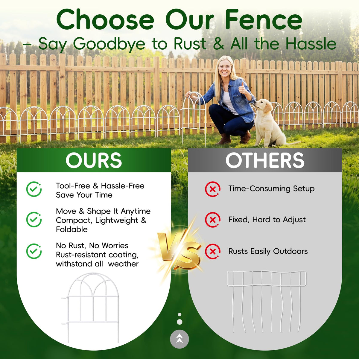White Garden Fence Panels (White / 28 Panels - 17 in(H) X 30.33 ft(L))
