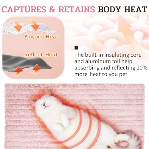 4Pcs Soft Plush Fluffy Self Warming Thermal Pet Mat for Dogs and Cats (Blush Pink / X-Large (45'' X 28'' X 1''))