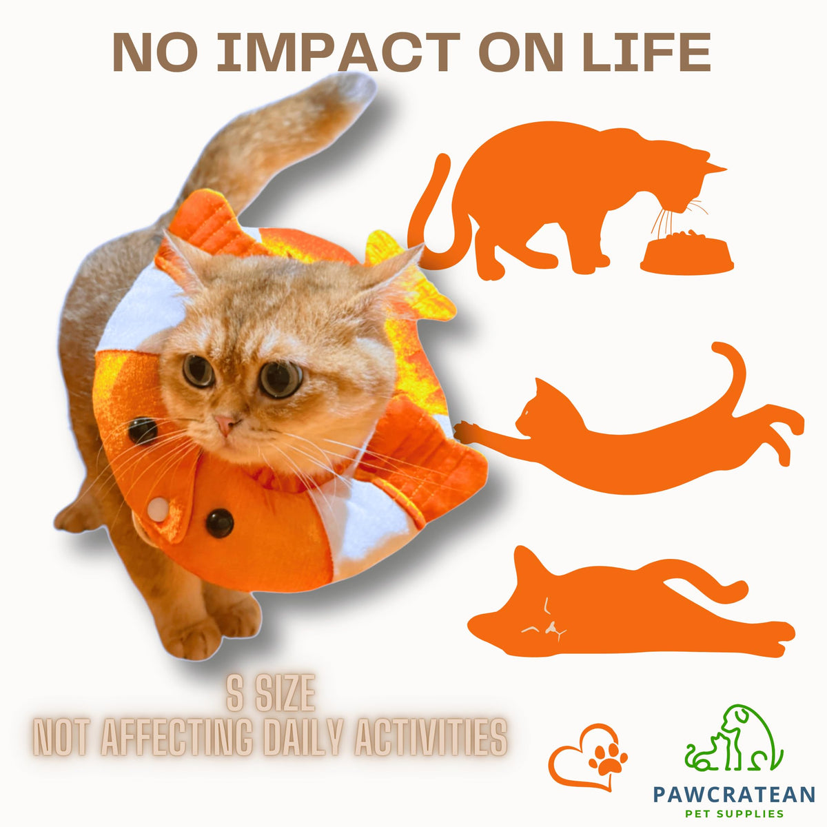 Adjustable Comfy Flower Style Elizabeth Collar for Cats Puppies Soft Recovery Cone Pet Protective Neck Collar (Orange Fish (Open Ring) / Medium)