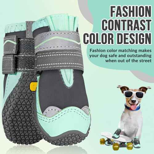 Dog Shoes for Large Small Medium Dogs (Green / #7 (Width 2.8 inch) for 63-78 lbs)