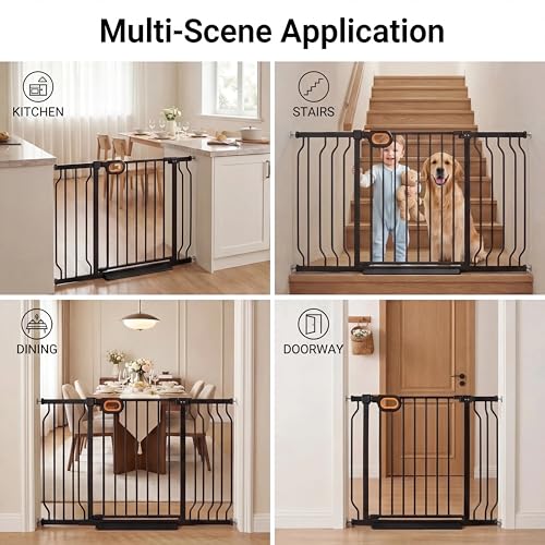 57.5 62.2 Inch Baby Gates Extra Wide for Doorways (Black / 57.5-62.2inch)