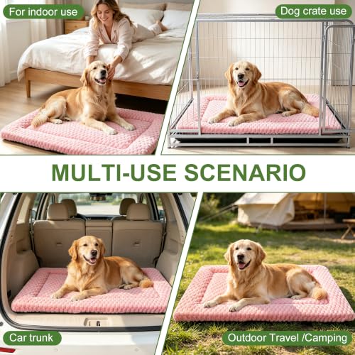 Dog Bed Mat Soft & Comfortable Dog Kennel Pad for Crate (XL(42"*28"*1.5") / Pink-1pc)