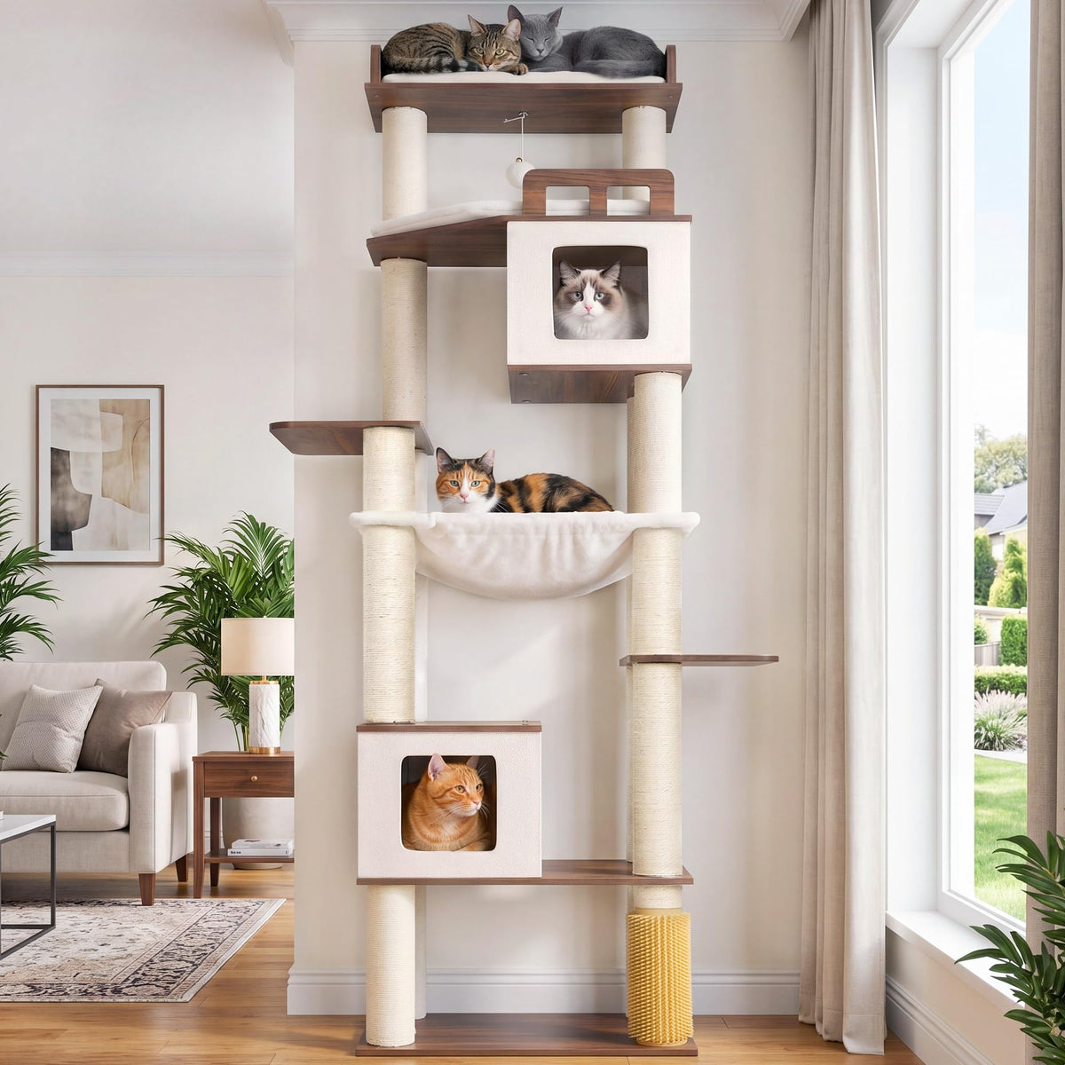 Cat Tree Wooden Multi (Walnut / 75.98 inches)