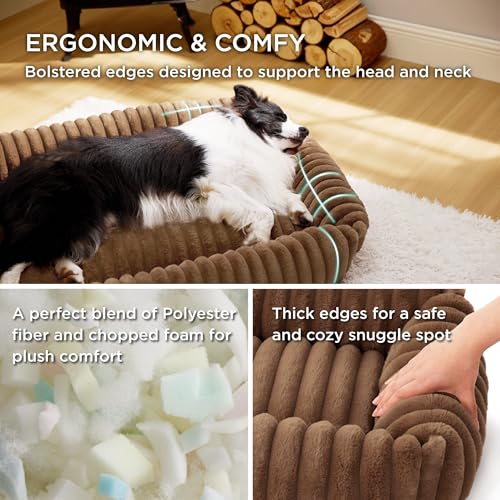 ComfyFleece® Cute Dog Bed for Small Medium Dogs (25.0"L x 21.0"W x 7.0"Th / Camel Brown)