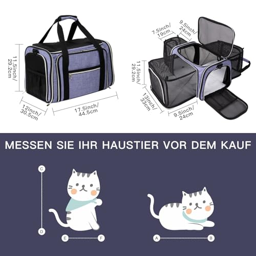 Expandable Cat Carrier with Travel Litter Box (Purple / Cat Travel Litter Box)