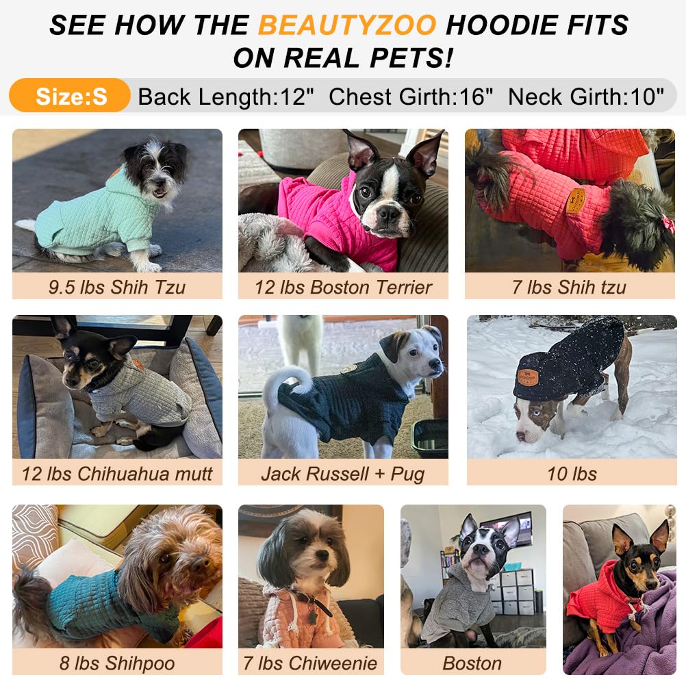 Small Dog Hoodie Sweater with Pockets (Mint Green / S (Back: 12",Chest: 16", Neck: 10"))